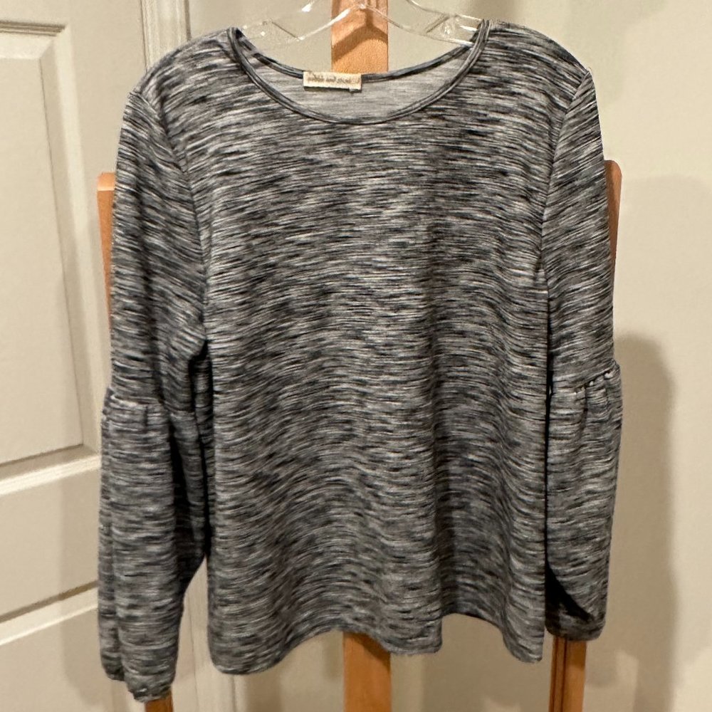 Anthropologie Pebble and Stone Black and Gray Textured Blouse